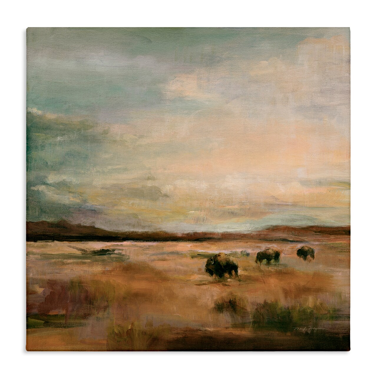 Stupell Industries Buffalo Under Big Sky Canvas Wall Art Design by Marilyn Hageman
